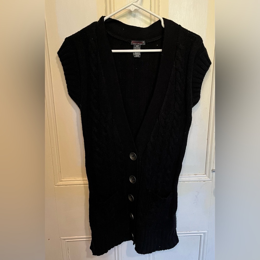 Devoted Black Button Front Short Sleeve Cardigan
